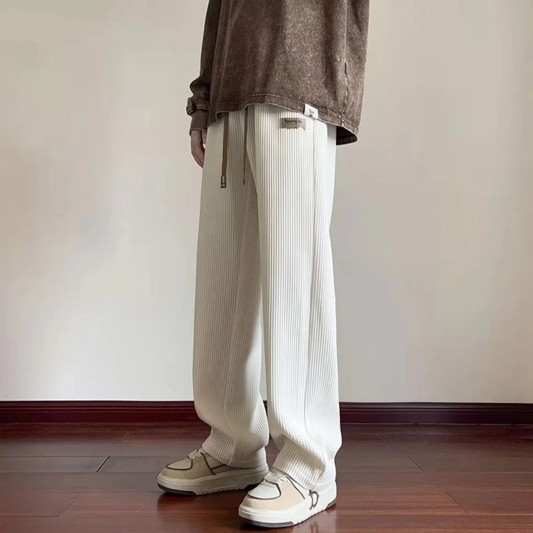Textured Wide-Leg Pants