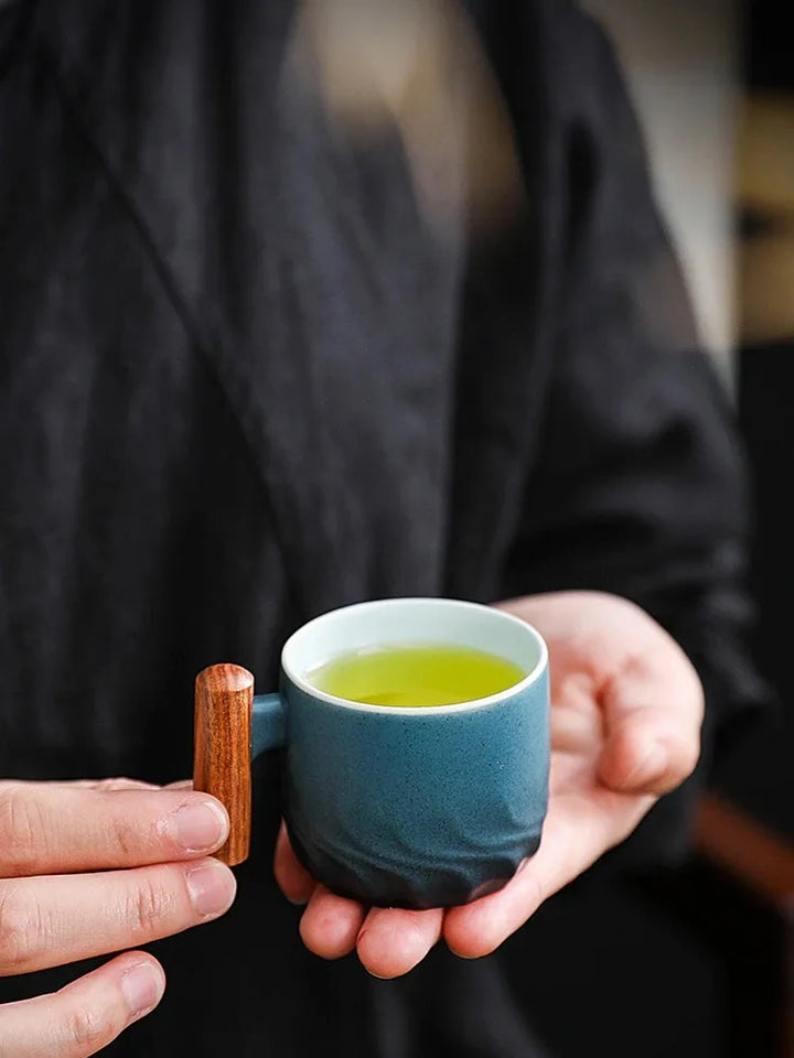Ceramic Cup with Wooden Handle