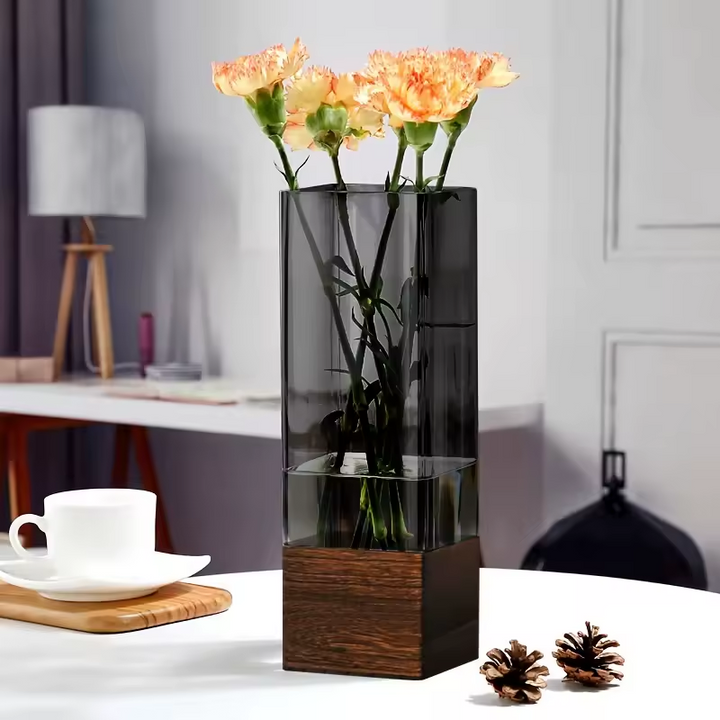 Acrylic Wood Base Vase