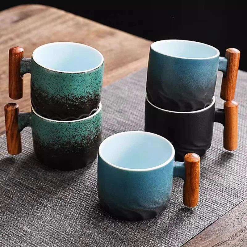 Ceramic Cup with Wooden Handle