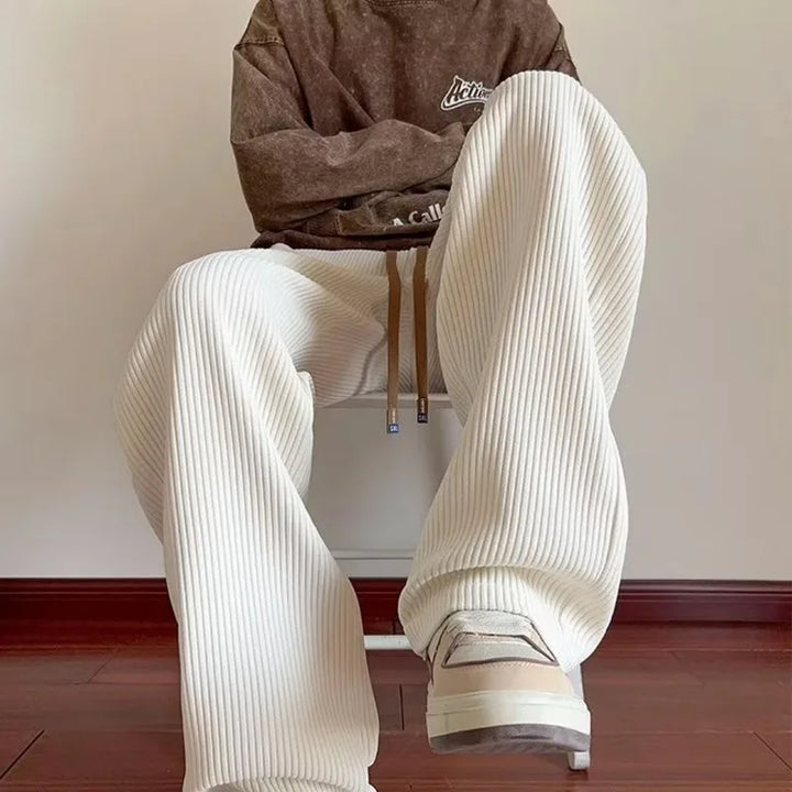 Textured Wide-Leg Pants