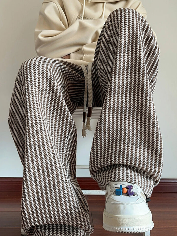 Striped Relax Fit Drawstring Pants