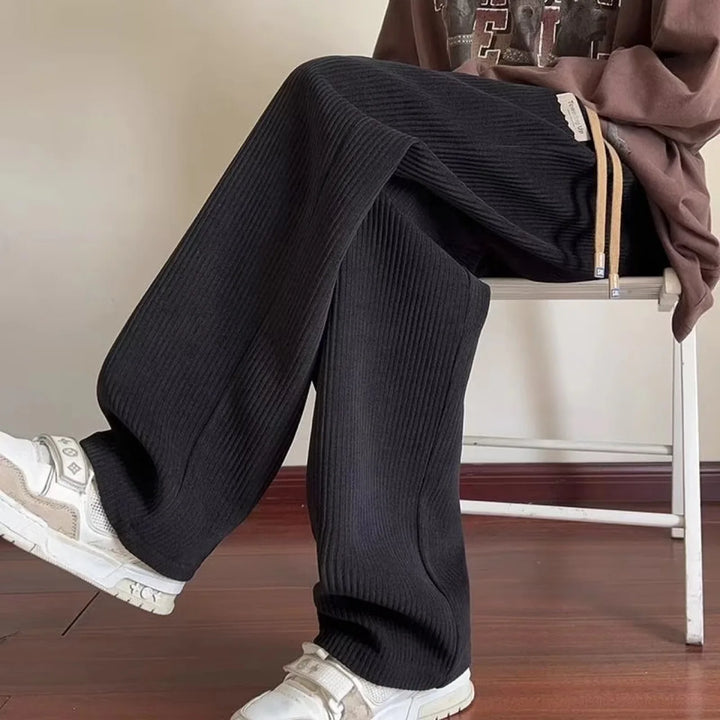 Textured Wide-Leg Pants