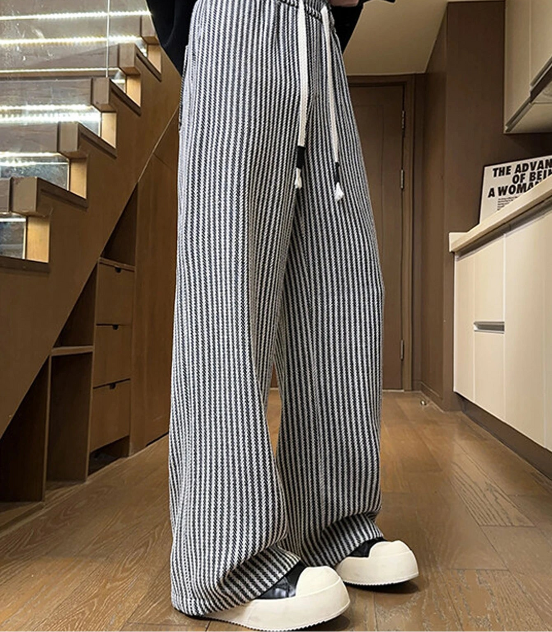 Striped Relax Fit Drawstring Pants