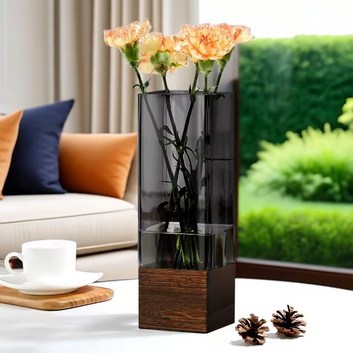 Acrylic Wood Base Vase