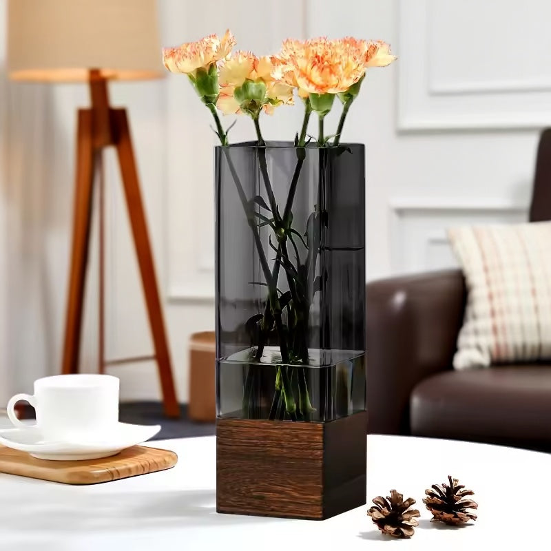 Acrylic Wood Base Vase